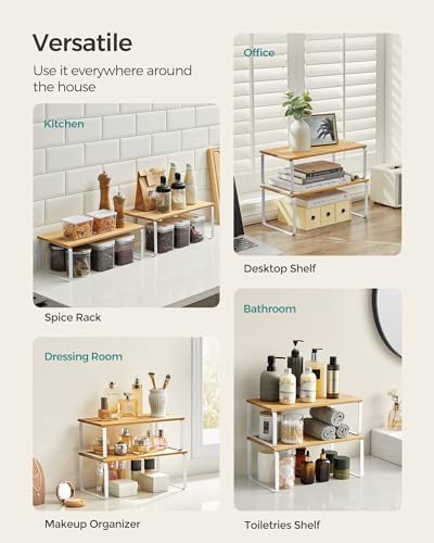 SONGMICS Cabinet Organizer Shelf, Set of 4 Spice Rack, Kitchen Storage - Image 4