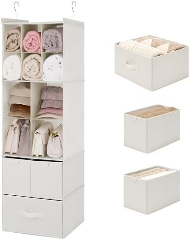 GRANNY SAYS Hanging Closet Organizer, 3 Drawers, 6 Shelves, Beige by GRANNYSAYS