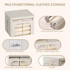 FHSQX 6 Pack Foldable Storage Bins for Clothes Clothes Storage Bins with Metal Frame Stackable Storage Box with Lid (Cream White, 16.5x12.2x12.2 inch (40L)) - Image 3