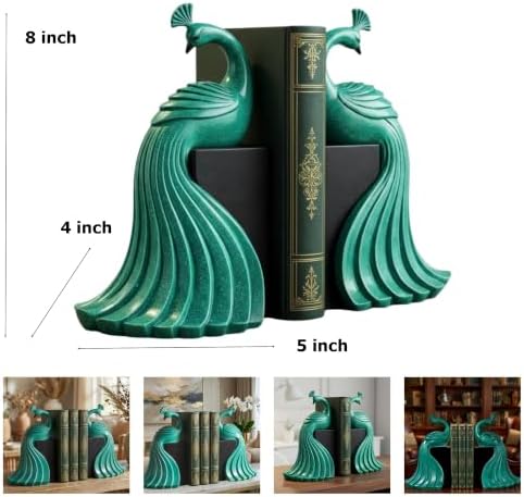 Bellaa Peacock Bookends, Vintage Turquoise 21505 - Image 6