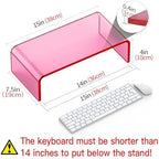 Acrylic Monitor Stand Riser Pink Laptop Stand Riser L15 xW7.5 xH4 - Image 2