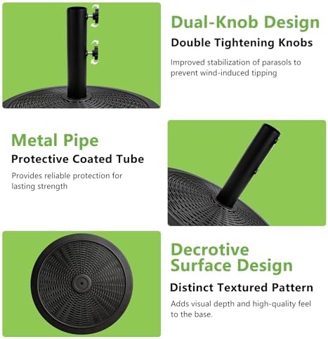 T&Jero 33 lb Round Heavy Duty Patio Market Table Umbrella Base Weight Stand Pre-Filled for Outdoor, Black - Image 5