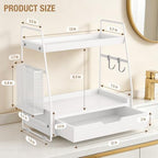 2-Tier Bathroom Counter Organizer with Drawer, Wood Counter Storage Shelf - Image 2