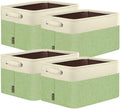BALEINE 4 Pack Fabric Closet Storage Bins for Shelves, Linen Closet Organizers and Storage, Decorative Baskets for Organizing, Shelf, Clothes, Home, Office (Green, 14''x10''x8.5'') by BALEINE