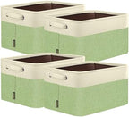 BALEINE 4 Pack Fabric Closet Storage Bins for Shelves, Linen Closet Organizers and Storage, Decorative Baskets for Organizing, Shelf, Clothes, Home, Office (Green, 14''x10''x8.5'') by BALEINE