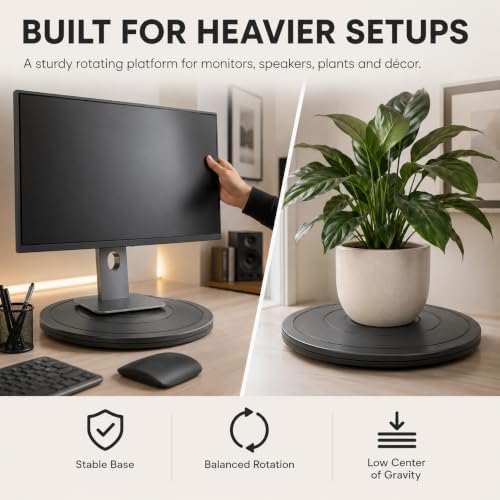 16Inch Lazy Susan Turntable - Heavy Duty Rotating Swivel Steel Ball Bearings - Flat Base Stand for TV/Computer/Monitor/Arts/Crafts/Bonsai/Christmas Tree/Cabinet Organizer(Plastic&Black) - Image 5