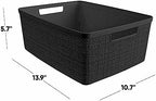 Curver Set of 6 Medium 12L Jute Decorative Plastic Organization and Storage Baskets - Perfect Bins for Home Office, Closet Shelves, Kitchen Pantry and All Bedroom Essentials, Black - Image 3