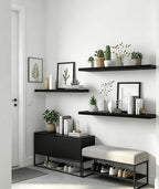 36 Inch Rustic Wood Floating Shelves Farmhouse Wooden Wall Shelves for Bathroom Bedroom Living Room Kitchen Office Set of 4 Black - Image 4
