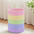 VIPOSCO 58L Tall Woven Rope Laundry Hamper, Leather Handles, Rainbow by VIPOSCO