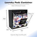 Laundry Pods Container, Acrylic Wall Mounted Organizer with Extra Labels, Candy Dispenser Coffee Pod Holder Dishwasher Pods Case for Home,Kitchen, Office, Black - Image 2