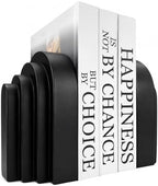 Book Ends for Heavy Books, Resin Decorative bookends, Heavy Duty Bookend for Shelves, Book Stopper for Shelves, Modern Home Decor Aesthetic Book Ends, Layered Arch Design Set of 2(Matte Black) by GUSFREUD