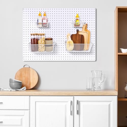 Sieral 4 Pcs Metal Pegboard Baskets Wire Organizer, Small, Large, White - Image 6