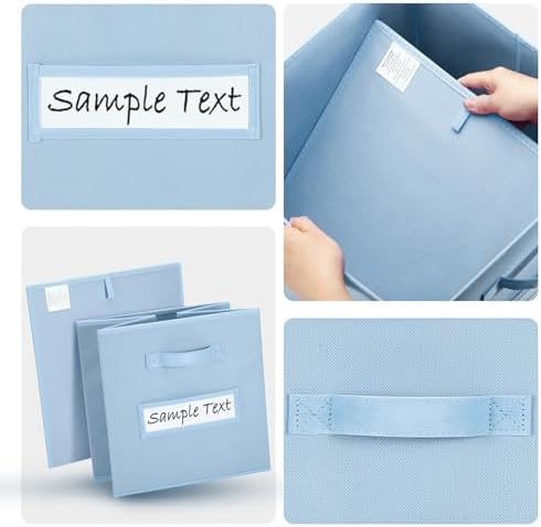 Fabric storage cubes (8 Pack) 11 Inch Cube Storage Bin, cube organizer bins with 8 Labels Window Cards & a Pen, Foldable cube organizer bins and Storage Box, Pastel Blue - Image 3