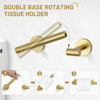 TURS Brushed Gold 5 Piece Bathroom Hardware Set, SUS304 Stainless Steel Bath Towel Bar Set, 23.6 Inch Round Bathroom Accessories Kit Wall Mounted - Image 3
