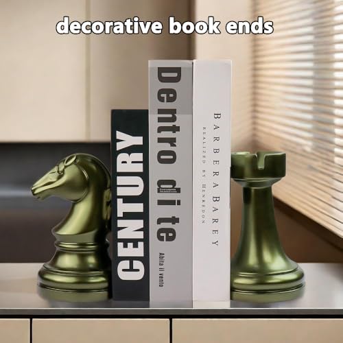 jinhuoba Decorative Bookends Chess Bookends, Aeneous Heavy Book Ends Stopper, Modern Book Ends for Shelves Office Home Desk Bookrack, 7"(L) x4(W) x7(H), 1Pair/2Piece - Image 5