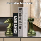 jinhuoba Decorative Bookends Chess Bookends, Aeneous Heavy Book Ends Stopper, Modern Book Ends for Shelves Office Home Desk Bookrack, 7"(L) x4(W) x7(H), 1Pair/2Piece - Image 5