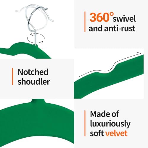 Velvet Hangers 30 Pack, Non-Slip Slim Felt Clothes Hangers Emerald Green - Image 5