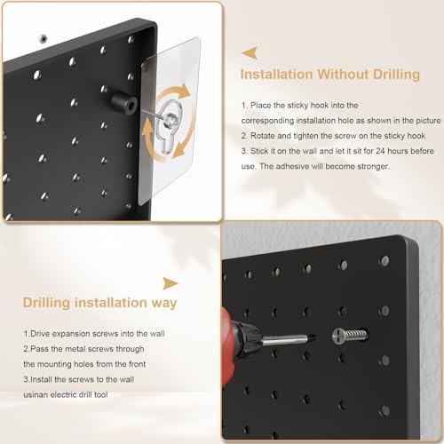 FZK Modular Plastic Pegboard Wall Organizer Kit, Black, 12x12, 4 Panels - Image 5