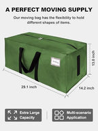 HOMESURE Supports 200lbs Heavy Duty Moving Bags - Strong Zipper & Wrap-Around Handles - Water-Resistant Storage Totes, Durable Alternative to Moving Boxes - 8 Pack - Olive Green - Image 5