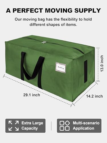 HOMESURE Supports 200lbs Heavy Duty Moving Bags - Strong Zipper & Wrap-Around Handles - Water-Resistant Storage Totes, Durable Alternative to Moving Boxes - 8 Pack - Olive Green - Image 5