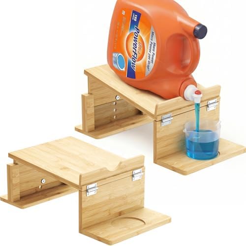 NiHome Laundry Detergent Dispenser, Adjustable Tilt Wood Stand, 2 Pack by NiHome