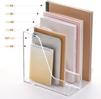 HeZone Acrylic Magazine Rack File Holder Desk Organizers and Storage 2-Pack Small Clear Acrylic Vertical Magazine Holder Book Stand for Office Desk - Image 3