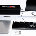 NEET Cable Management Box Large, Computer Cord Organizer, Hide and Conceal, Power Cable Organizer, Computers and Desks, Black Stitched Leather - Image 3
