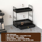 Coffee Bar Station Organizer with Drawer, 2-Tier Countertop Shelf (Black) - Image 6