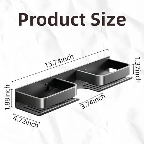 15.7 Inch Over the Sink Bathroom Shelf Organizer, No-Drill Countertop Caddy for Toiletries & Skincare, Rust-Proof Carbon Steel & Aluminum, Fits Most Faucets,（Off-White） - Image 2