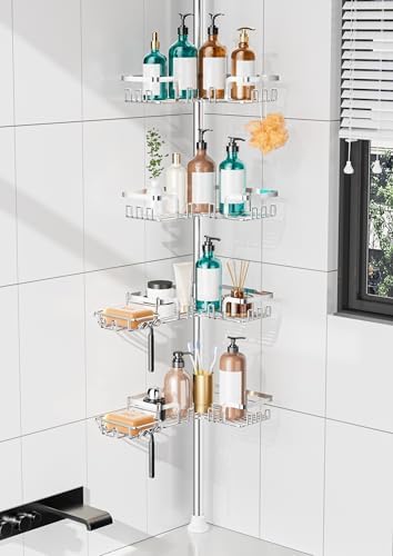 KEGII Shower Caddy Tension Pole, Rustproof Corner Organizer, Silver by KEGII