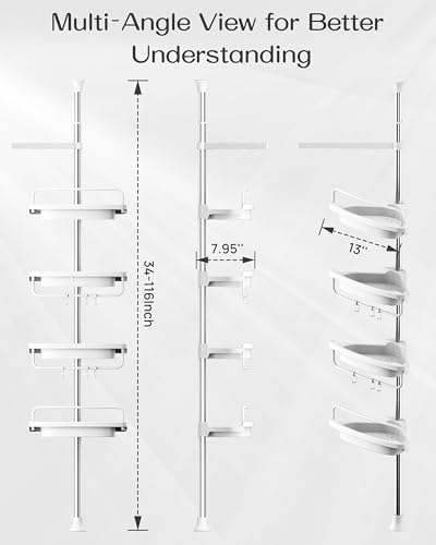 Corner Shower Caddy Tension Pole for Shampoo Holder, Stainless Steel Rod - Image 2