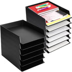 Wenqik 12 Pcs Stackable Paper Trays Rectangular Plastic Desk Holder Desktop Document File Organizer Storage Letter for Office Classroom (Black) by Wenqik