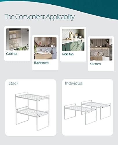 Shantton Cabinet Shelf Organizer, Pantry Shelf Rack, White 13x8.3x7.3 - Image 4
