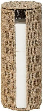 PINXIURY Seagrass Toilet Paper Holder with Storage, 3 Rolls of Wicker Toilet Paper Holder for Bathroom and Under Sink, Handmade Woven Toilet Paper Rolls Holder Stand by PINXIURY