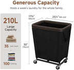 StorageWorks Laundry Hamper with Wheels, 210L Rolling Black Basket - Image 2