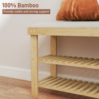 HOMCOM Small Bamboo Shoe Bench 3-Tier Storage 35.4" x 11.4" x 19.3" Natural - Image 6