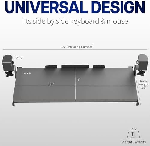 VIVO Black Clamp-on 20 x 11 in Keyboard Tray, MOUNT-KB05ES - Image 4