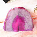 JIC Gem Pink Agate Geode Bookends Anti-Slip Rubber Bumpers 1 Pair 2-3 Lbs - Image 2