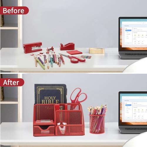 12 in 1 Red Desk Organizers and Accessories for Office Home School - Image 4
