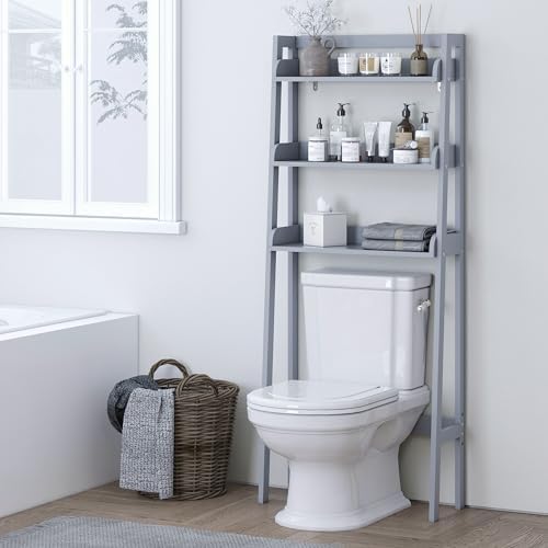 UTEX Over The Toilet Storage Shelf, 3-Tier Bathroom Shelf Rack, Gray - Image 6