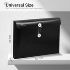Plastic Expandable Envelopes Files Document Folders, for Letter A4 Size, with String Tie Closure - 1-1/4 Inch Expansion - for School Office & Home (Black, Horizontal) - Image 2