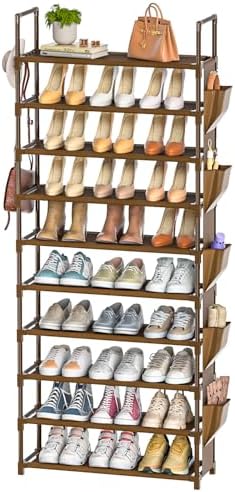 LUKYTOWER Tall Shoe Rack - 10 Tier Shoe Organizer 30-35 Pairs Boot Storage by LUKYTOWER