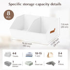 Homsorout Closet Organizers and Storage Bins - 8 Pack Collapsible Divided Trapezoidal Cube Storage Bins Baskets with Orange Handle for Organizing Clothes Blankets, Toys, Books, Towels(White) - Image 2