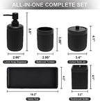 XLHOMO Resin Matte Black Bathroom Accessories Set 5 Pcs, Lotion Soap Dispenser, Toothbrush Holder, Bathroom Tumbler, Qtip Holder and Vanity Tray, Bathroom Countertop Organizer Set for Home Apartment - Image 2