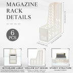 Glenmal 6 Pcs Magazine File Holder Collapsible Desktop Organizer, White - Image 2