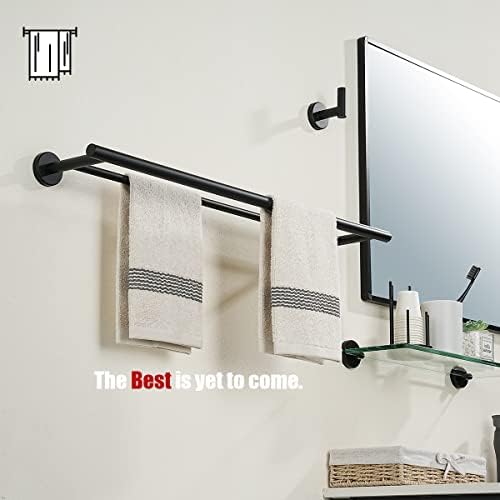 JQK Double Towel Bar 27 Inch, Matte Black Useable Length 24 Inch 304 Stainless Steel Thicken 0.8mm Bath Towel Rack for Bathroom, Towel Holder Wall Mount, TB100L24-PB - Image 4