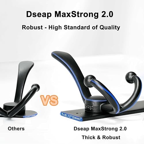 Dseap Coat Rack Wall Mount 24 Inch, Heavy Duty 12-Gauge Base vs Flimsy 1mm, Double-Thick Solid Anti-Snap Hooks, Stainless Steel 6-Hook Hanger for Clothes Hat Closet Entryway, Antique Copper, Pack of 2 - Image 2