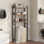 MAHANCRIS Over The Toilet Storage Rack, 3 Tier Bathroom Organizer Over Toilet, Freestanding Space Saver Toilet Stand with 2 Hooks, Bathroom Storage Shelf, Easy to Assemble, Rustic Brown TSHR6001 - Image 4