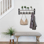 Sorbus Coat Rack Wall Mount with Shelf (Gray, 24 Inch) - Image 2