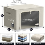 Sorbus Clothes Storage Bins with Metal Frame, Clear Window (3 Pack, Beige) - Image 4